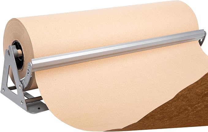 DIY Crew 24 Inch Paper Roll Dispenser and Cutter - Heavy-Duty Wall Mountable, Non Slip Tabletop - Kraft, Freezer, Butcher Paper - Up to 1000ft Rolls