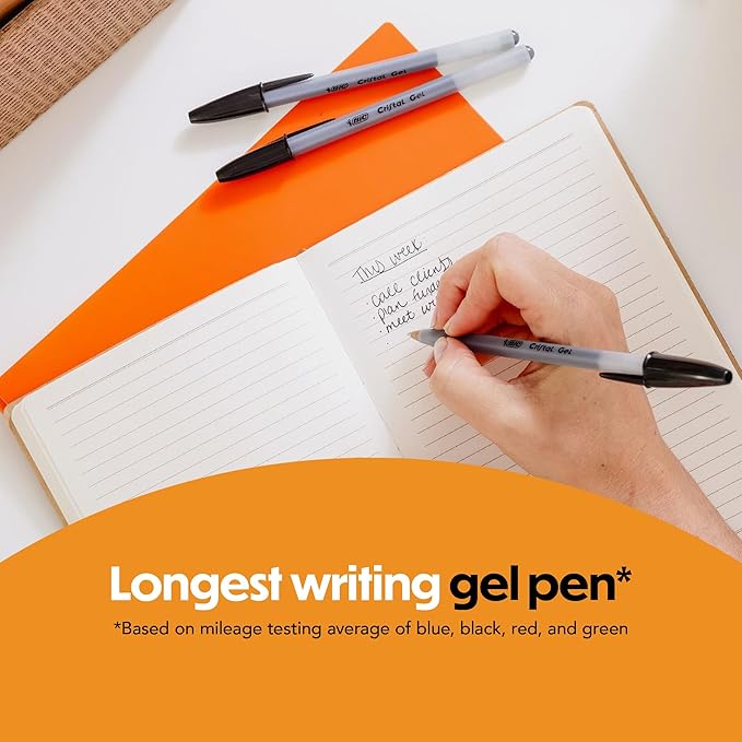 BIC Cristal Gel Pens Medium Point (0.7 mm) Ultra Smooth Long Lasting Writing, Black Gel Pens, 8-Count Visit the Store