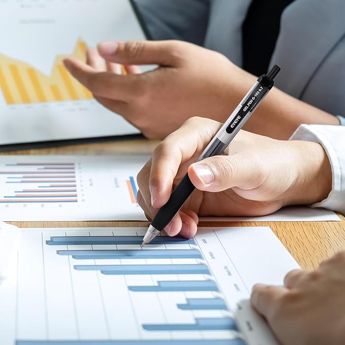 EYEYE G-103 Retractable Gel Pens Black 0.7mm, 50 Pack Medium Point Gel Ink Pens Quick Drying, 0.7 mm Fine Piont Ballpoint Pen Smooth Writing for Office School Supplies