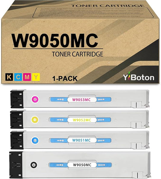 High Yield W9050MC Toner Cartridge Compatible W9050MC W9051MC W9052MC W9053MC Toner use for MFP E87640 E87650 E87660 Printer (4-Pack Black Cyan Magenta Yellow)