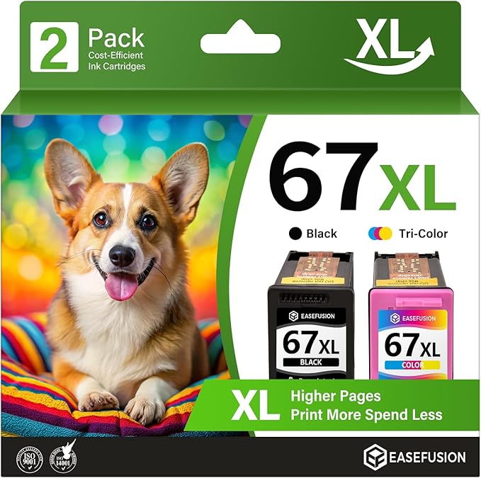 67XL Ink Cartridges Black Color Combo Pack Replacement for HP Ink 67 HP67XL 67 XL Compatible with DeskJet 2755e 2700 2700e 4155e 4100 Envy 6000 6055e 6455e Printer