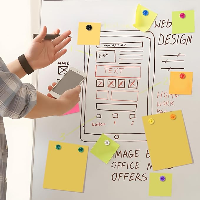 60PCS Colorful Strong Magnetic Push Pin Magnets, 6 Assorted Color for Office, Classroom, Kitchen Home and School, Map Magnets, Whiteboard Magnet