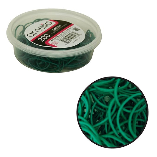 200, Jumbo Size, Green Color, US Made Rubber Bands for Pony Tails and Braids