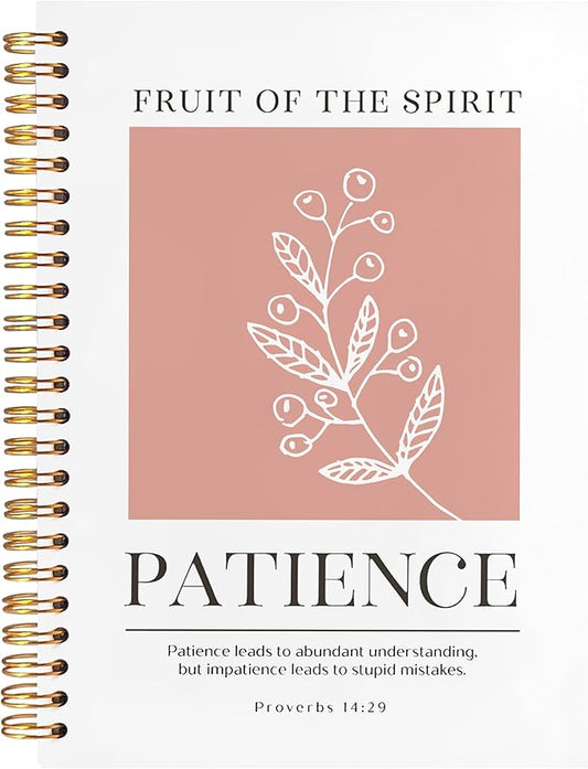 BearCake Fruit of the Spirit Patience Christian Notebook Journal, Christian Gifts for Women, Bible Notebooks for Note Taking, Bible Journaling Notebook, Hardcover Spiral Notebook 5.5x8.3