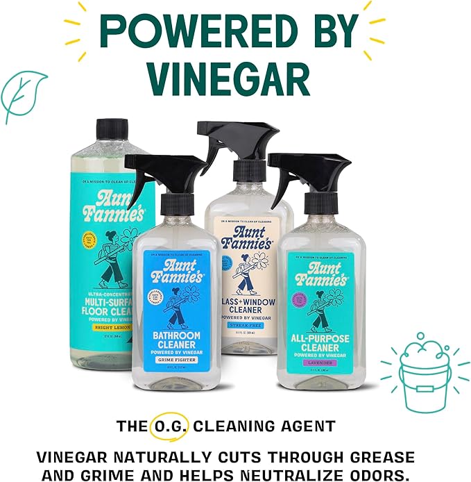 Aunt Fannie's Glass & Window Cleaning Vinegar Spray, Natural Streak-Free Spray, 16.9 Ounces (Pack of 6)