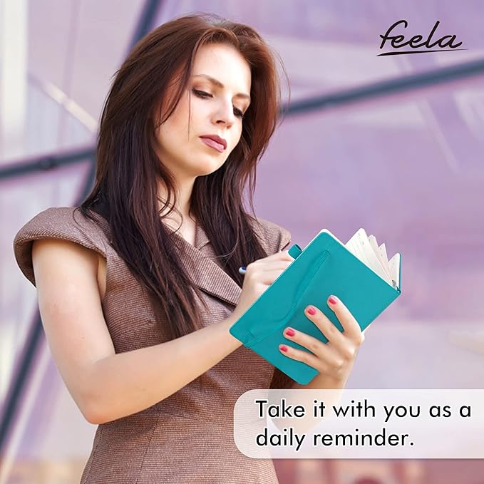 feela 3 Pack Notebooks Journals Bulk with 3 Black Pens, A5 Hardcover Notebook Classic Ruled Lined Journal Set with Pen Holder for Work Business Journaling Note Taking, 120 GSM, 5.1”x8.3”, Emerald