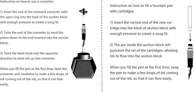 Dark Blue Forest Fountain Pen Fine Nib Classic Design with Converter and Metal Pen Case Set by Asvine