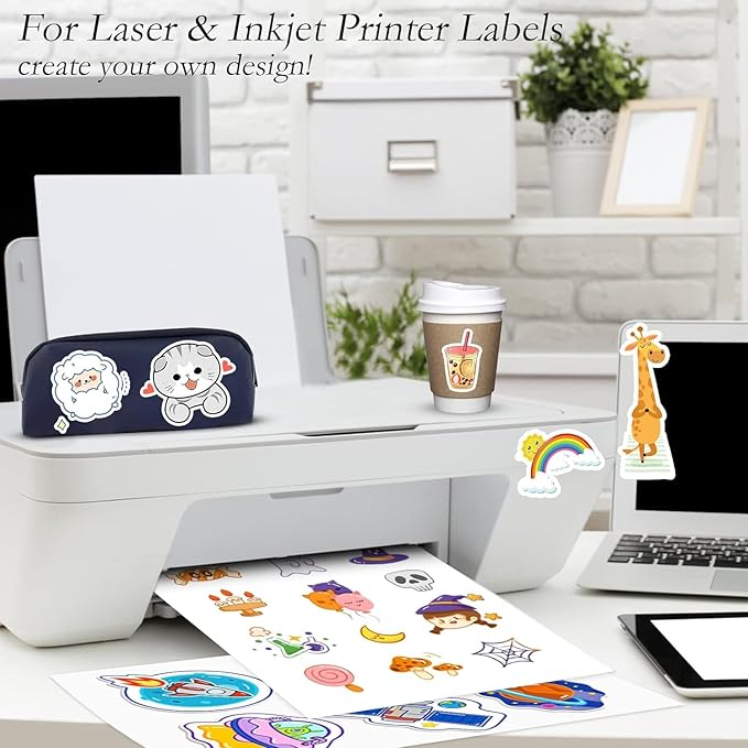 2500 Full Sheets Sticker Paper for Laser & Ink Jet Printers, 8.5" x 11" Full Sheet Address Shipping Label, 2500 Sheets 2500 Labels