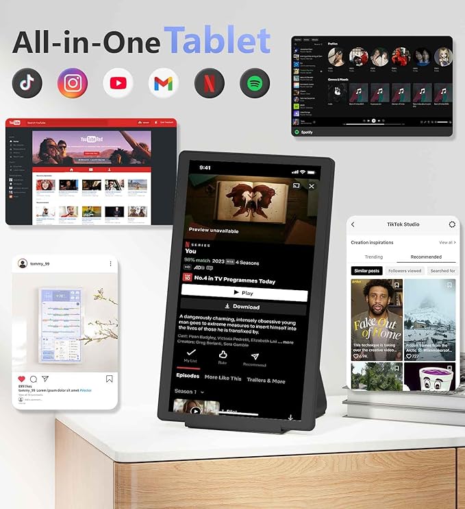 Digital Calendar 15.6'' Wall Touch Screen Chore Chart Customize Dashboard Smart Electronic Calendar Digital for Family Meal Planner Support All Google Play App with Stand Wall Mount Black