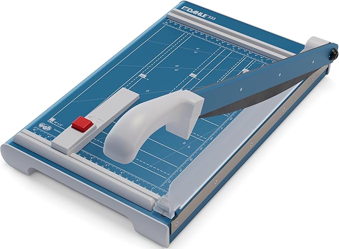 Dahle 533 Professional Guillotine Trimmer, 13" Cut Length, 15 Sheet Capacity, Self-Sharpening, Manual Clamp, German Engineered Paper Cutter