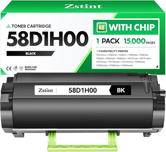 58D1H00 Toner Cartridge with chip High Yield Black Replacement for Lexmark 58D1H00 Compatible with Lexmark MS725 MS821 MS822 MS823 MS824 MS825 MS826 MX721 MX722 MX725 MX822 MX824 MX826 Laser Printer