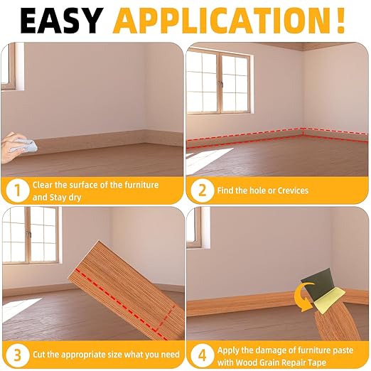 GSCIT Club Red Oak Wallpaper, 24 inch X 25ft Self Adhesive Wood Grain Repair Tape Patch for Tables, Chairs, Baseboards, Doors, Windows, Floors, Handicraft DIY.