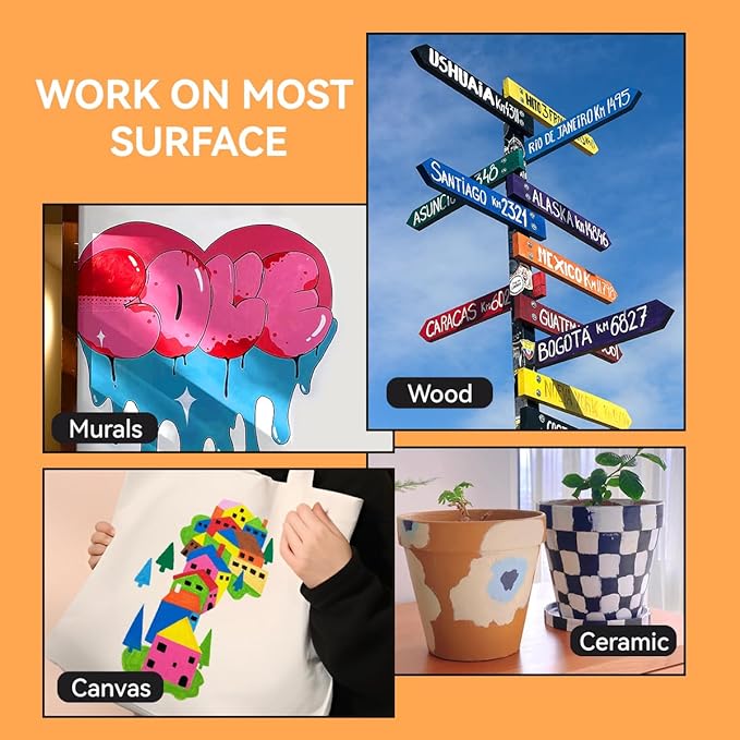 Arrtx 10-Piece Jumbo Acrylic Paint Markers, 15mm Felt Tip, Waterproof, Odorless, Non-Toxic, Multi-Surface Art Supplies for Rock Painting, DIY Crafts Making