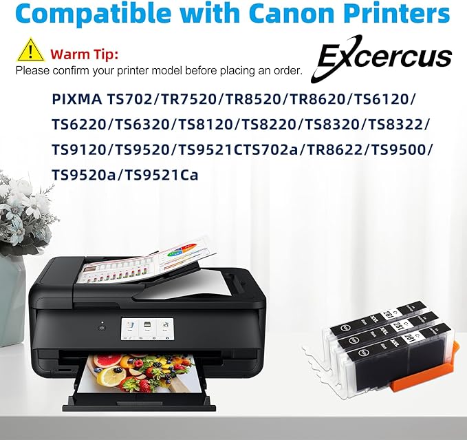 Compatible Ink Cartridge Replacement for Canon 280 281 CLI 281 CLI-281 XXL (3 Black) for Pixma TS702 TS6120 TS6220 TS6320 TR7520 TR8520 TS9520 TS9521C TS8220 TS8322