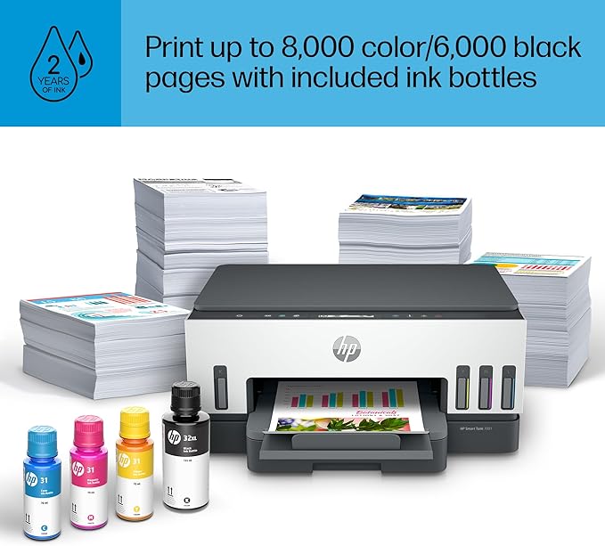 HP Smart Tank 7001 Wireless All-in-One Ink Tank Printer with up to 2 years of ink included (28B49A)