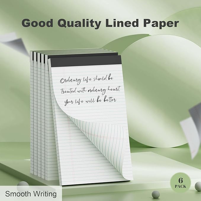 6 Pack Legal Pads 8.5 x 11 College Ruled Notepads, White Note Pads 8.5'' x 11'' Writing Pads Narrow Ruled Lined Paper Pads, 30 Sheets Per Note Pad, Legal Notepads for Work Study Daily Note Taking List