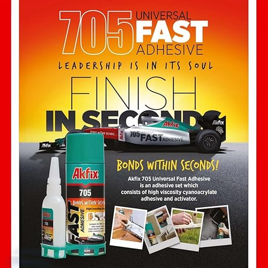Akfix 2-Pack 400ml 705 Fast Adhesive CA Glue (3.50 oz.) with Activator (13.50 fl oz.) Clear Super Glue Adhesive and Accelerator Spray - 2 Pack