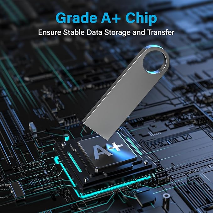 ABLAZE 8GB Flash Drive 20 Pack, Metal USB 2.0 Thumb Drives with Keychains USB Sticks Pendrives (Sliver)