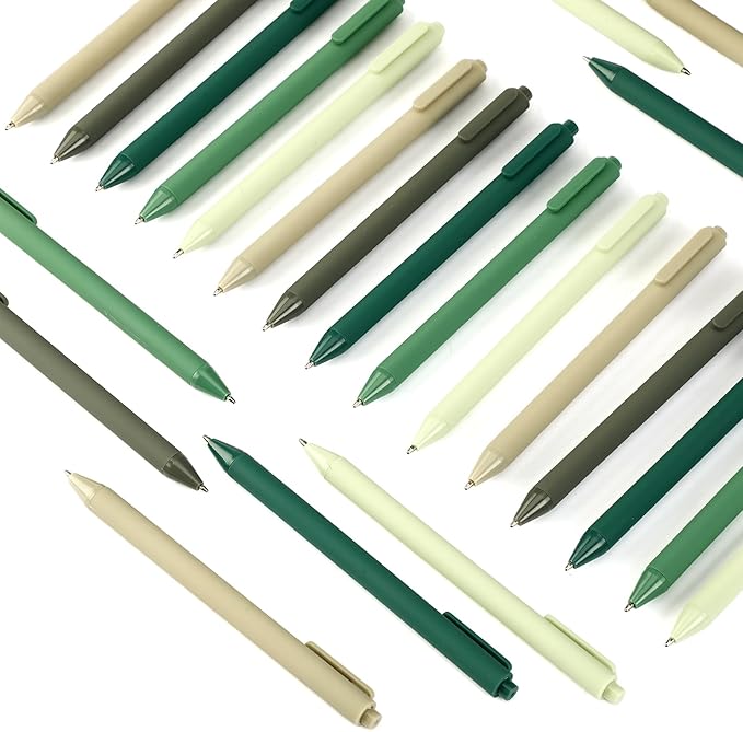100 Pcs Ballpoint Pens Bulk Retractable Writing 1. 0 mm Black Ink Cute Pens Smooth Writing Color Fancy Gift for Teacher Student Employee Office School Home Baby Shower Supplies (Green Series)