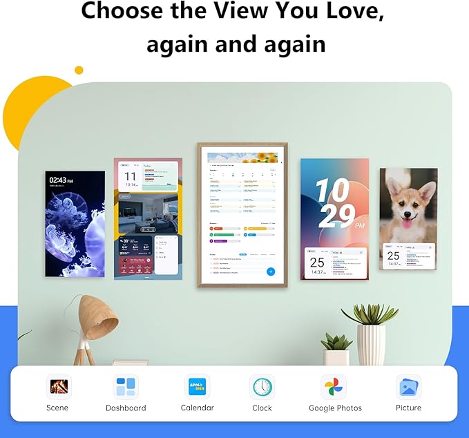 ApoloSign Digital Calendar: 15.6" Wall Planner Electronic Calendar, Smart Touchscreen Interactive Display for Chore Chart, Family Schedules, Supports All Apps via Google Play (Teak, 15.6-inch)