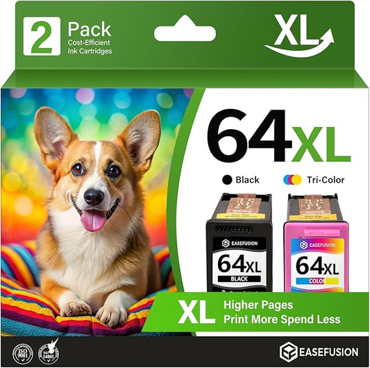 64XL Black and Color Ink Cartridge Remanufactured Replacement for HP Ink 64 HP64 HP64XL Combo Pack Compatible with HP Envy Photo 7800 7855 7858 7100 7155 6200 6255 Tango X Series Printers