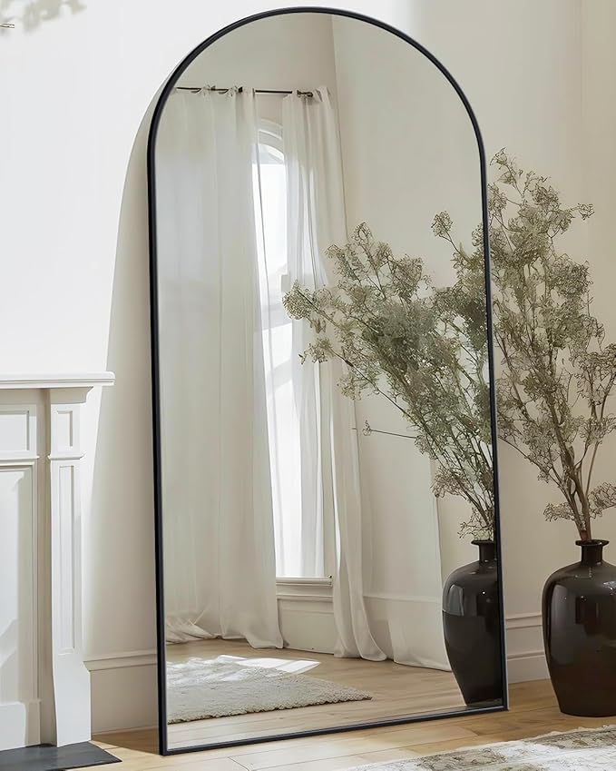 Antok Full Length Mirror, 76"x34" Arched Floor Mirror, Mirror Full Length with Stand, Wall Mounted Mirrors for Living Room Bedroom,Black