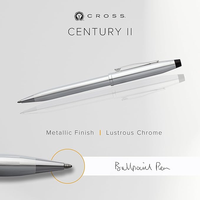 Cross Century II Refillable Ballpoint Pen Presented in a Luxury Gift Box - Medium Point, Black Ink, Lustrous Chrome