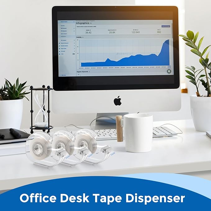 ALSISK Transparent Tape with Dispenser and Refills,Clear Tape for Home,School and Office Supplies,0.7x1000 Inch, 8 Pack