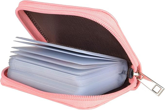 Easyoulife Genuine Leather Credit Card Holder Zipper Wallet With 26 Card Slots