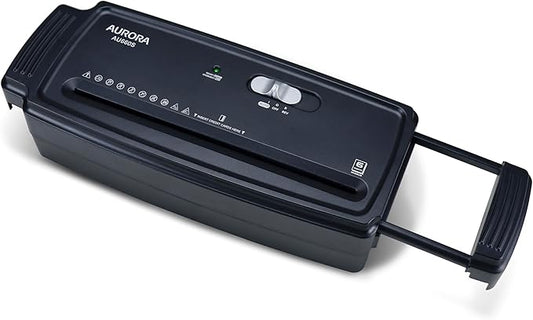 Aurora AU660S 6-Sheet Strip Cut Paper/Credit Card Shredder Without Wastebasket, Portable with Extendable Arm, Black