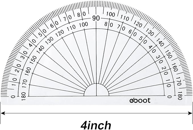 EBOOT 100 Pcs Math Protractors Plastic Protractor 180 Degrees, 4 Inches (Clear)