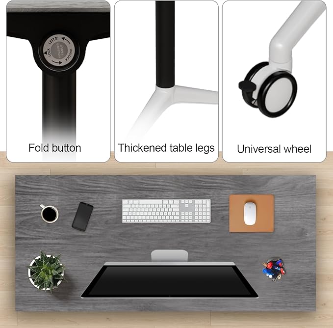 Folding Conference Table, Modern Large Conference Room Tables with Flip-Top Design, Foldable Conference Table Meeting Table with Wheels, Mobile Seminar Training Tables for Office Classroom (4, Oak)