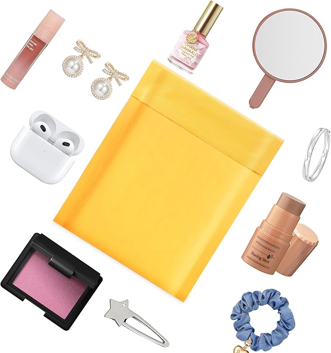 52Pack Yellow 3.5x5inch Kraft Bubble Mailers Small Business Mailing Packages Self-Sealing Paper Envelopes, Mailer Shipping Padded Envelopes with Strong Adhesion for Jewelry Makeup Supplies