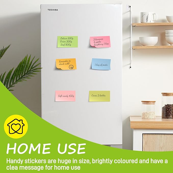 3 in x 5 in Large Sticky Notes, 76 x 127 mm 6 Pads Assorted Self-Stick Pads for Notebook,Office,School and Home,80 Sheets/Pad (24 Pads Brillant)