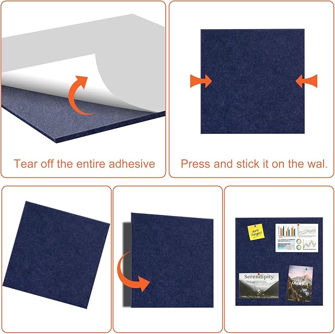 Cork Boards for Walls 48" x 36" Felt Board Alternative, 12 Pack Felt Wall Tiles Bulletin Board, Large Cork Board for Office Pin Board Tack Board Cork Boards