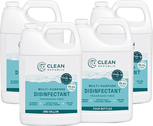 Clean Republic Multi-Purpose Disinfectant Cleaner, 1 Gallon Bottle, 4-Pack