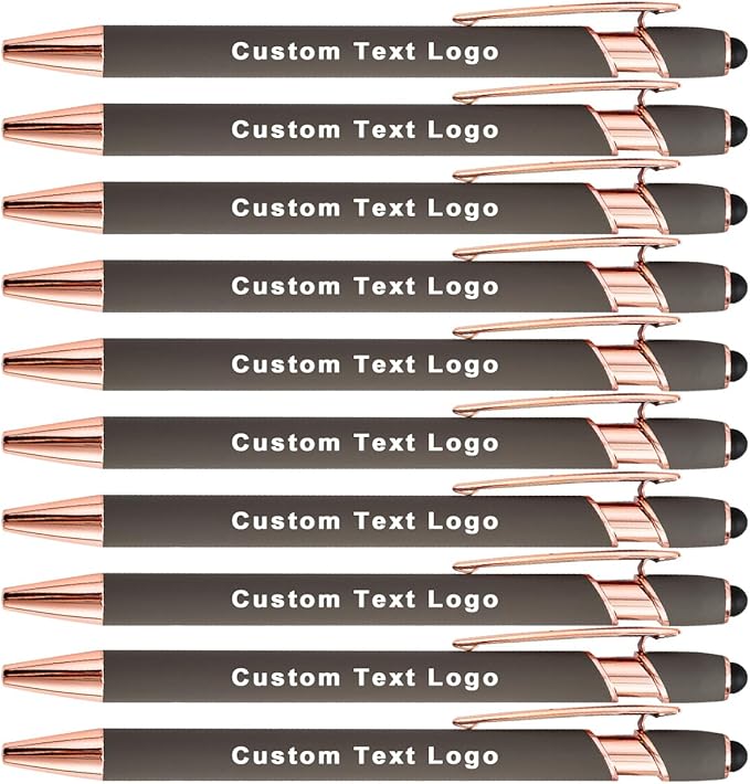 Custom Engraved Ballpoint Pens Bulk, Personalized with Name/Logo, Black or Blue Ink, Smooth Writing for Office, School, Business, Church, Reunion 50 Pcs Grey