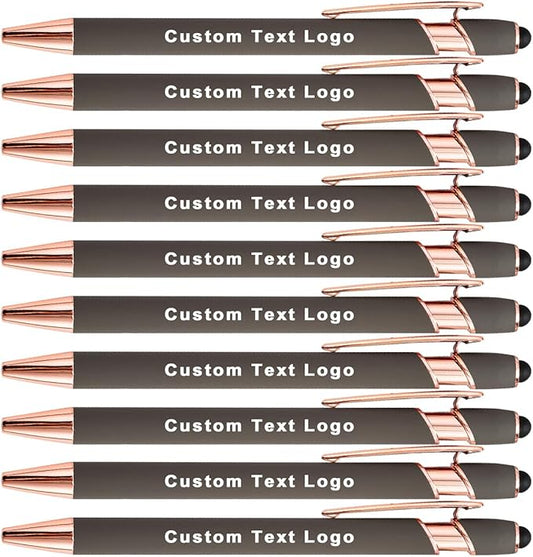 Custom Engraved Ballpoint Pens Bulk, Personalized with Name/Logo, Black or Blue Ink, Smooth Writing for Office, School, Business, Church, Reunion10 Pcs Grey