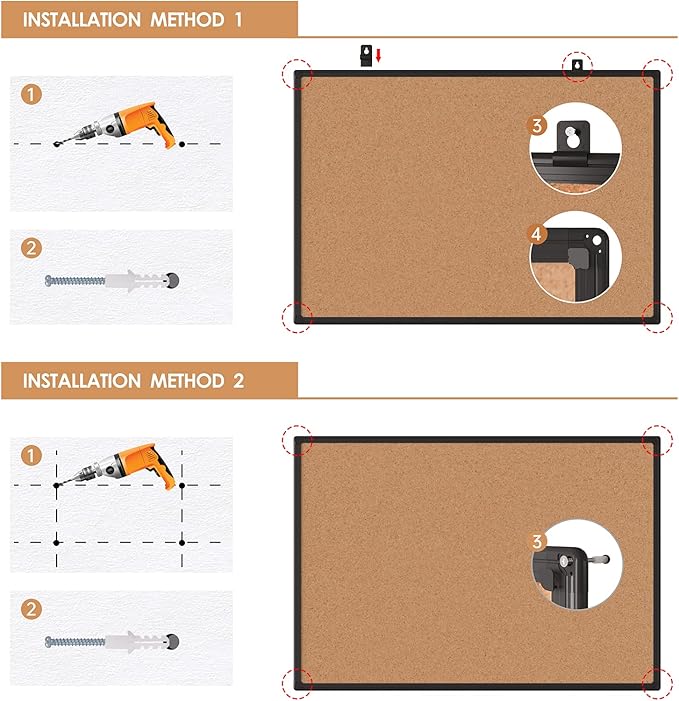 Board2by Cork Board Bulletin Board 48" x 36", Black Aluminium Framed 4x3 Corkboard, Office Board for Wall Cork, Large Wall Mounted Notice Pin Board with 18 Push Pins for School, Home & Office
