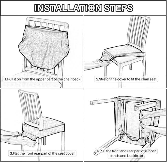 CWK Waterproof PU Leather Dining Chair Covers Set of 2-Stretchable Chair Seat Slipcovers, Removable & Washable Protector for Dining Room,Home,Office,Wedding,Rear Covers (PU-Grey)