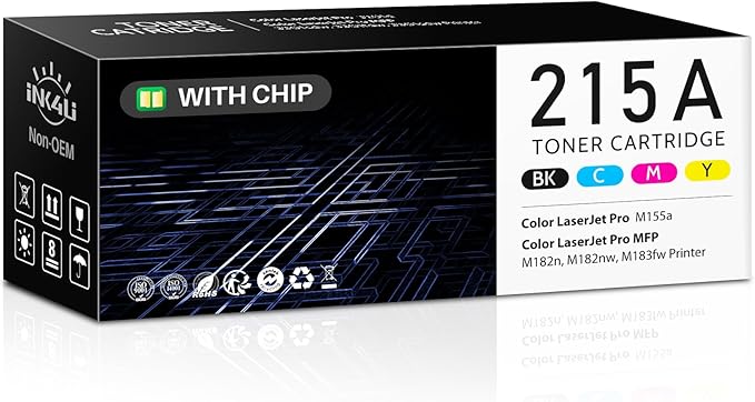 215A Toner Cartridges 4 Pack Replacement for HP 215A W2310A Toner Cartridges hp215a to Work with HP Color Laserjet Pro MFP M183fw M182nw M183fdw M155dw M155nw Printer (Black/Cyan/Magenta/Yellow)