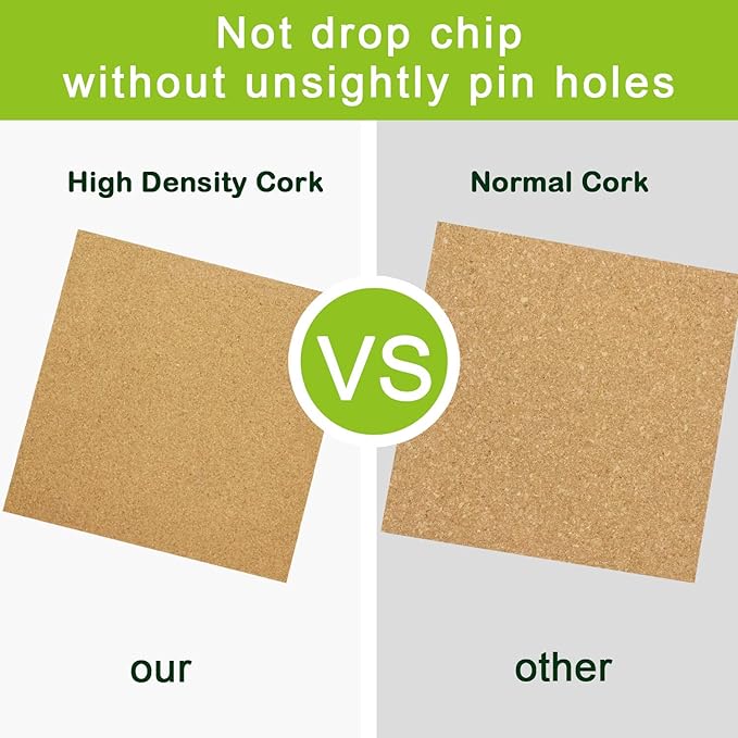 Cork Board Tiles 12"x12" - 1/2" Thick 4 Pack Cork Board Square Bulletin Boards Self Adhesive Corkboards for Walls Pin Boards Corkboards for Office Home School Decor