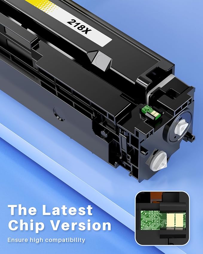 218X Toner Cartridges 4 Pack (with Chip) Compatible Replacement for HP 218X W2180X 218A W2180A Toner for HP Color Laserjet Pro 3201dw, MFP 3301cdw, 3301fdw, 3301sdw Printer (B/C/M/Y, High-Yield)