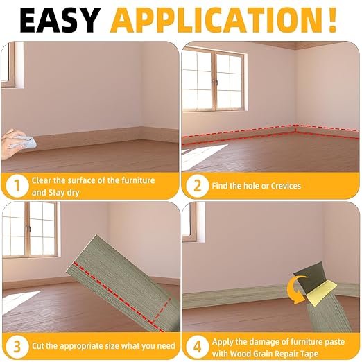 GSCIT Club Wood Grain Repair Tape, 2.3 inch X 15ft Self Adhesive Silver Walnut Grain Repair Patch for Tables, Chairs, Baseboards, Doors, Windows, Floors, Handicraft DIY.