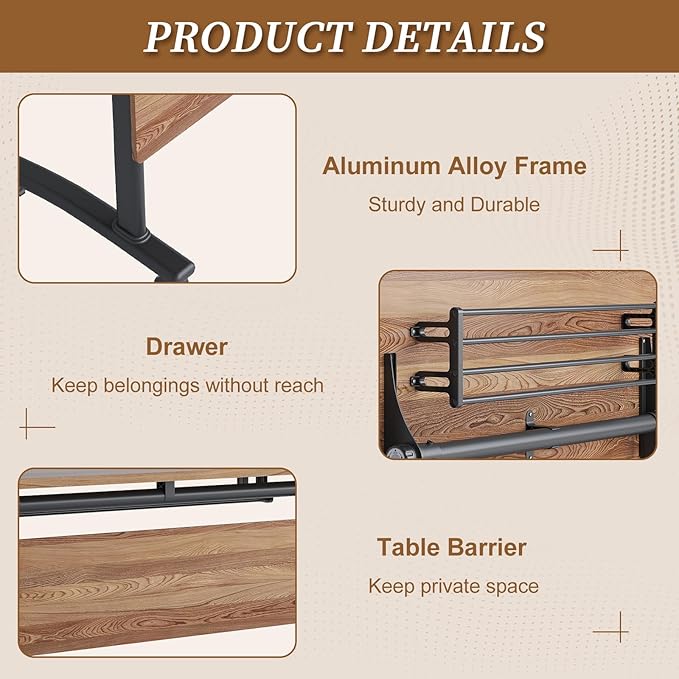 Folding Conference Room Table, Modern Conference Tables with Silent Wheels, Large Rectangular Mobile Training Tables for Office Classroom, Foldable Modular Boardroom Seminar Table (10pack L55.1in)