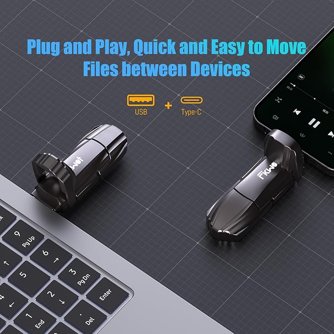 External SSD USB Flash Drive 512GB, Up to 550MB/s 2-in-1 Type C+ USB A USB3.2 Gen2 Solid State Thumb Drive SSD Stick for iPhone 15/16/Android/Windows/Mac/PC/Laptops