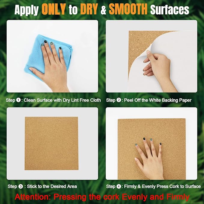 Cork Board Tiles 12"x12" - 1/2" Thick 5 Pack Cork Board Square Bulletin Boards Self Adhesive Corkboards for Walls Pin Boards Corkboards for Office Home School Decor