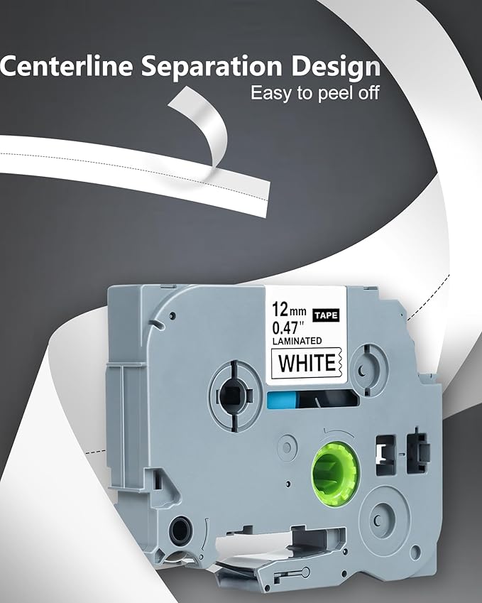 12mm 0.47 Laminated Replacement for Brother Label Maker Tape, P-Touch Label Tape, Tze 231, Compatible with Brother P Touch Label Maker PT-D210 PT-H110 PT-D220 PT-D400, 6-Pack