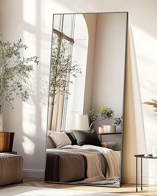 Antok Full Length Mirror, 71"x32" Floor Mirror, Floor Standing Freestanding Full Body Mirror with Stand for Bedroom, Hanging Mounted for Living Room Cloakroom, Black