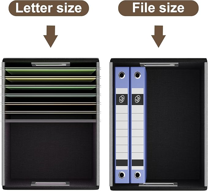 Huolewa File Organizer Boxes with Lids, Collapsible Faux Leather Hanging File Folder Box Organizer with Plastic Slide, Decorative Home/Office Filing System Boxes for File and Folders Storage
